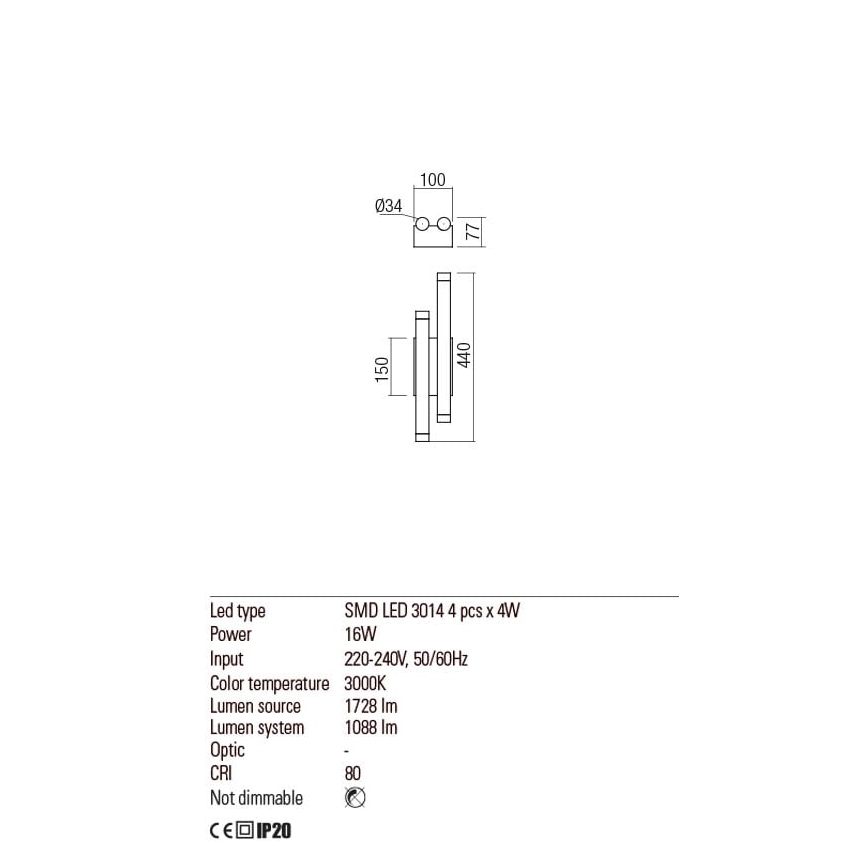 Redo 01-2033 - LED аплик MADISON 4xLED/4W/230V златист