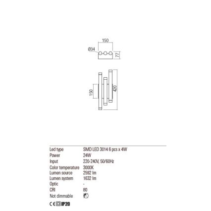 Redo 01-2036 - LED аплик MADISON 6xLED/4W/230V златист