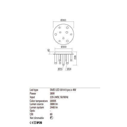 Redo 01-2039 - LED Плафониера MADISON 9xLED/4W/230V златист