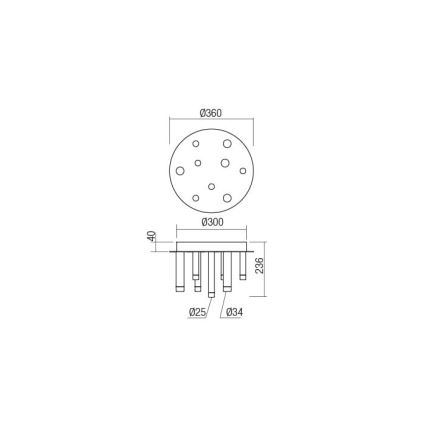 Redo 01-2039 - LED Плафониера MADISON 9xLED/4W/230V златист