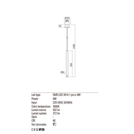 Redo 01-2043 - LED Пендел MADISON LED/4W/230V златист