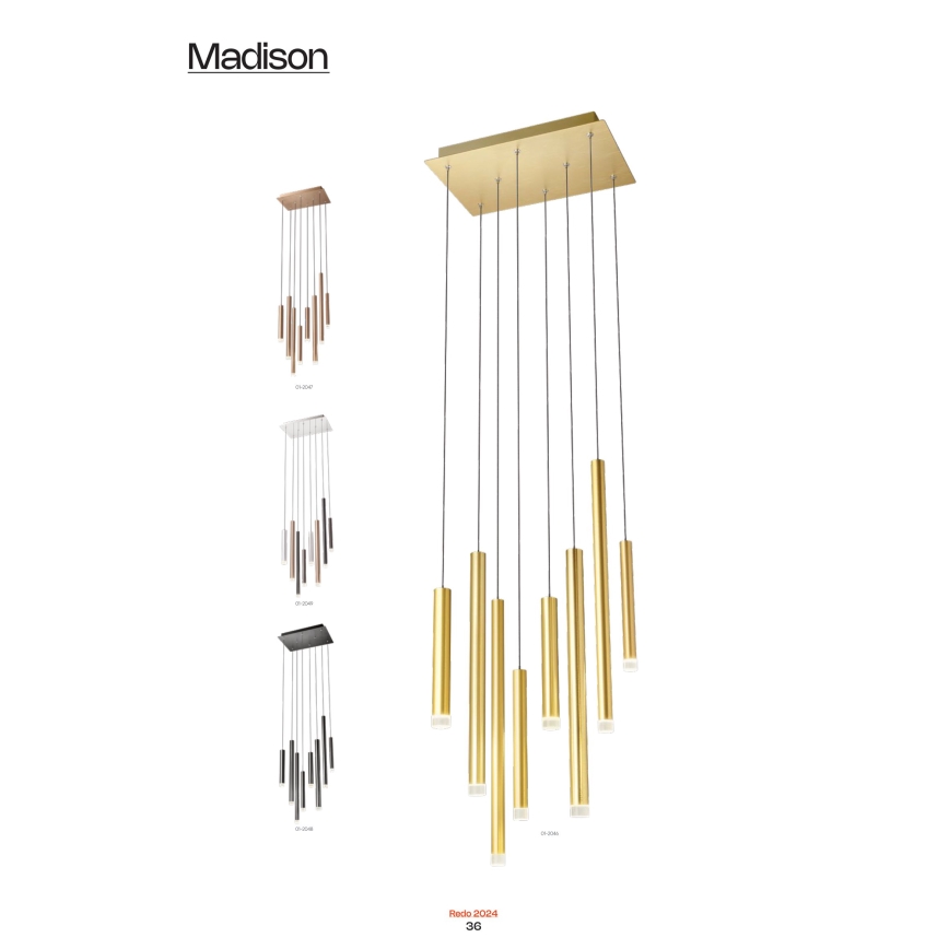 Redo 01-2049 - LED Пендел MADISON 8xLED/4W/230V лъскав хром/черен/меден