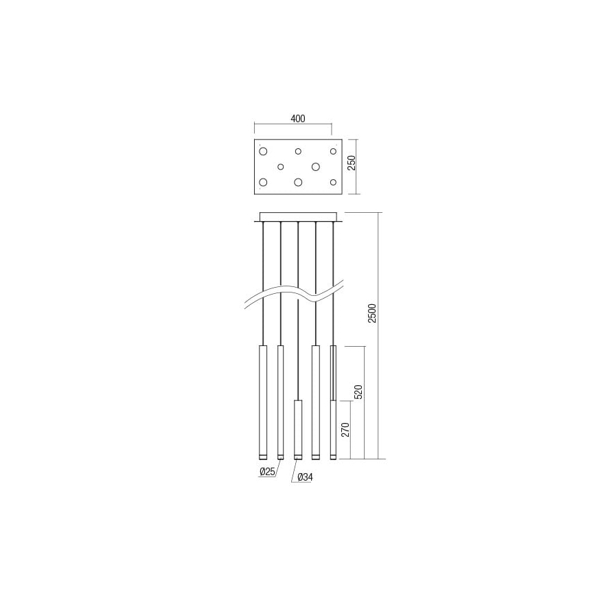 Redo 01-2049 - LED Пендел MADISON 8xLED/4W/230V лъскав хром/черен/меден