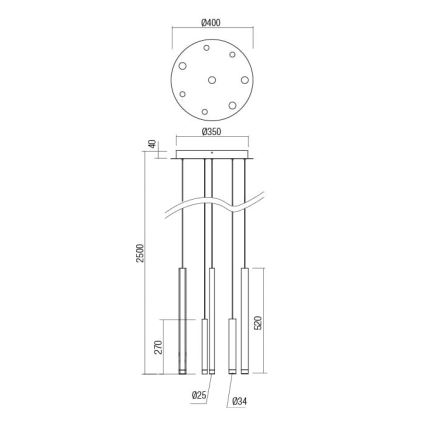 Redo 01-2050 - LED Пендел MADISON 8xLED/4W/230V златист