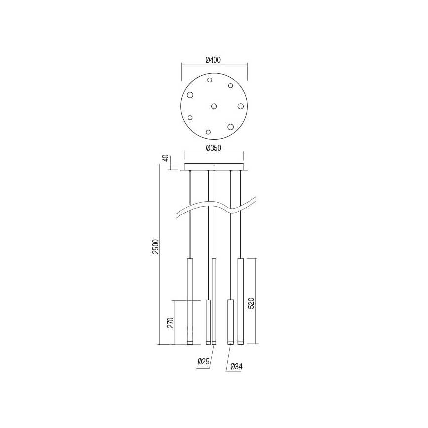 Redo 01-2050 - LED Пендел MADISON 8xLED/4W/230V златист