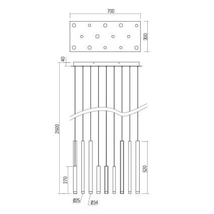 Redo 01-2054 - LED Пендел MADISON 14xLED/4W/230V златист