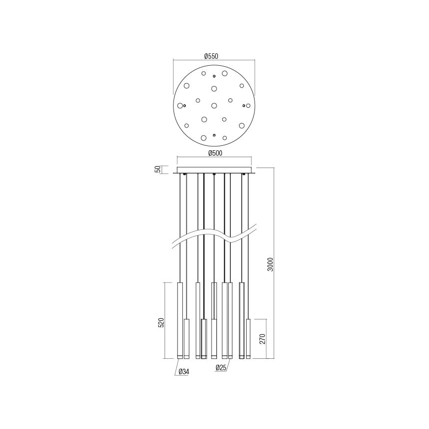 Redo 01-2061 - LED Пендел MADISON 16xLED/4W/230V лъскав хром/черен/меден