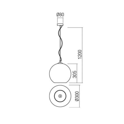 Redo 01-2076 - Пендел BOWL 1xE27/42W/230V Ø 30 см меден