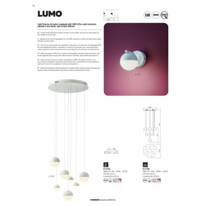 Redo 01-2125 - LED аплик LUMO LED/6W/230V бял