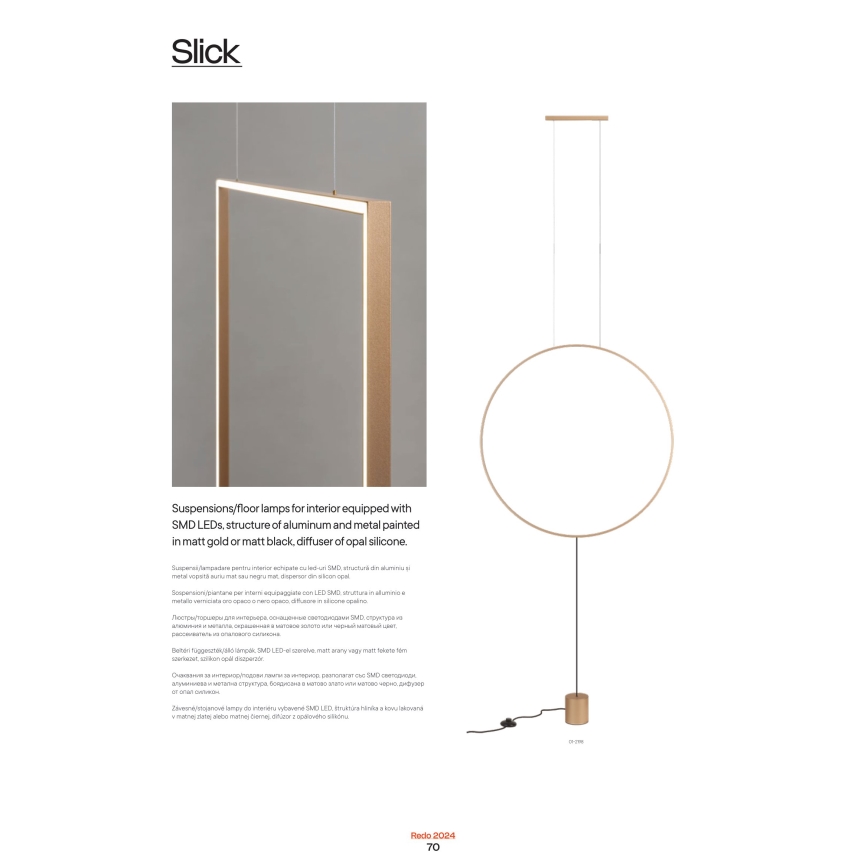 Redo 01-2134 - LED Лампион SLICK LED/28W/230V черен