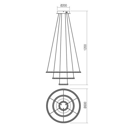 Redo 01-2173 - LED Пендел NUNZIA LED/54W/230V