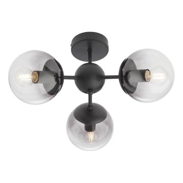 Redo 01-2176 - Полилей на тръба SEMIA 3xE14/28W/230V черен/опушен