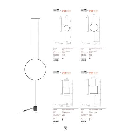 Redo 01-2197 - LED Лампион SLICK LED/19W/230V черен