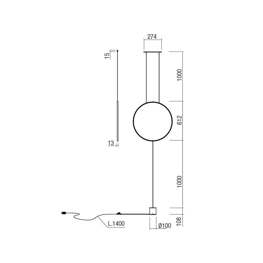 Redo 01-2197 - LED Лампион SLICK LED/19W/230V черен