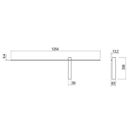 Redo 01-2200 - LED стенно осветително тяло TANGENT LED/14W/230V 3000K 125,4 cm бяло
