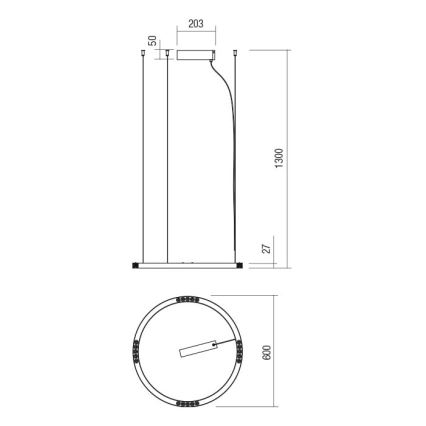 Redo 01-2203 - LED Пендел UNION LED/34W/230V CRI 90 3000K Ø 60 см  златист