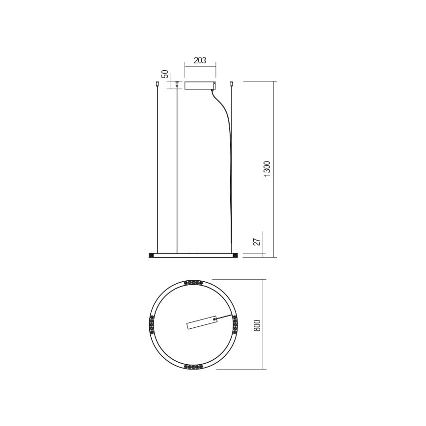 Redo 01-2203 - LED Пендел UNION LED/34W/230V CRI 90 3000K Ø 60 см  златист