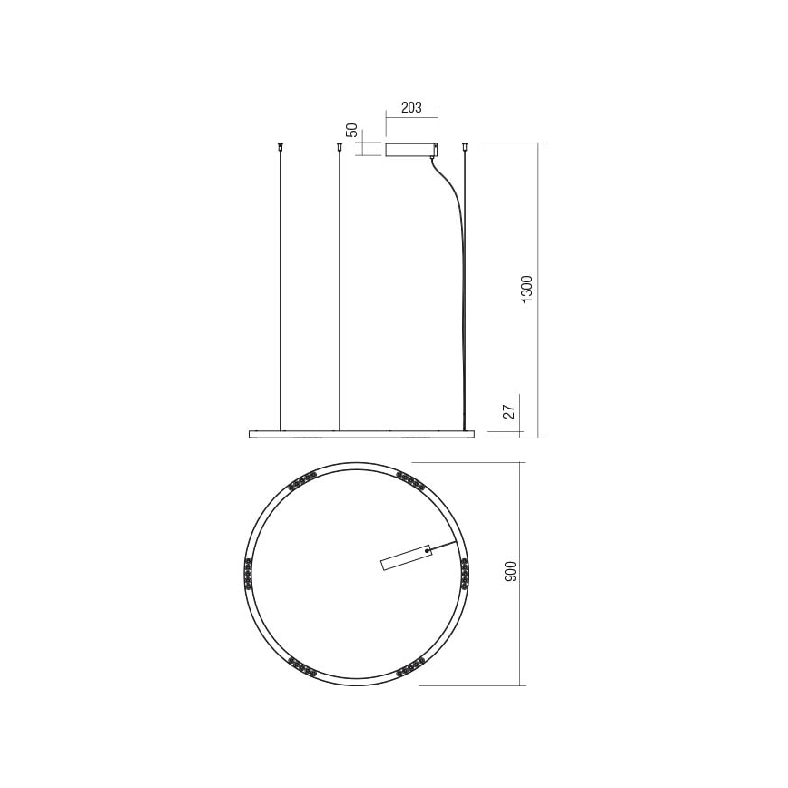 Redo 01-2206 - LED Пендел UNION LED/50W/230V CRI 90 3000K Ø 90 см златист