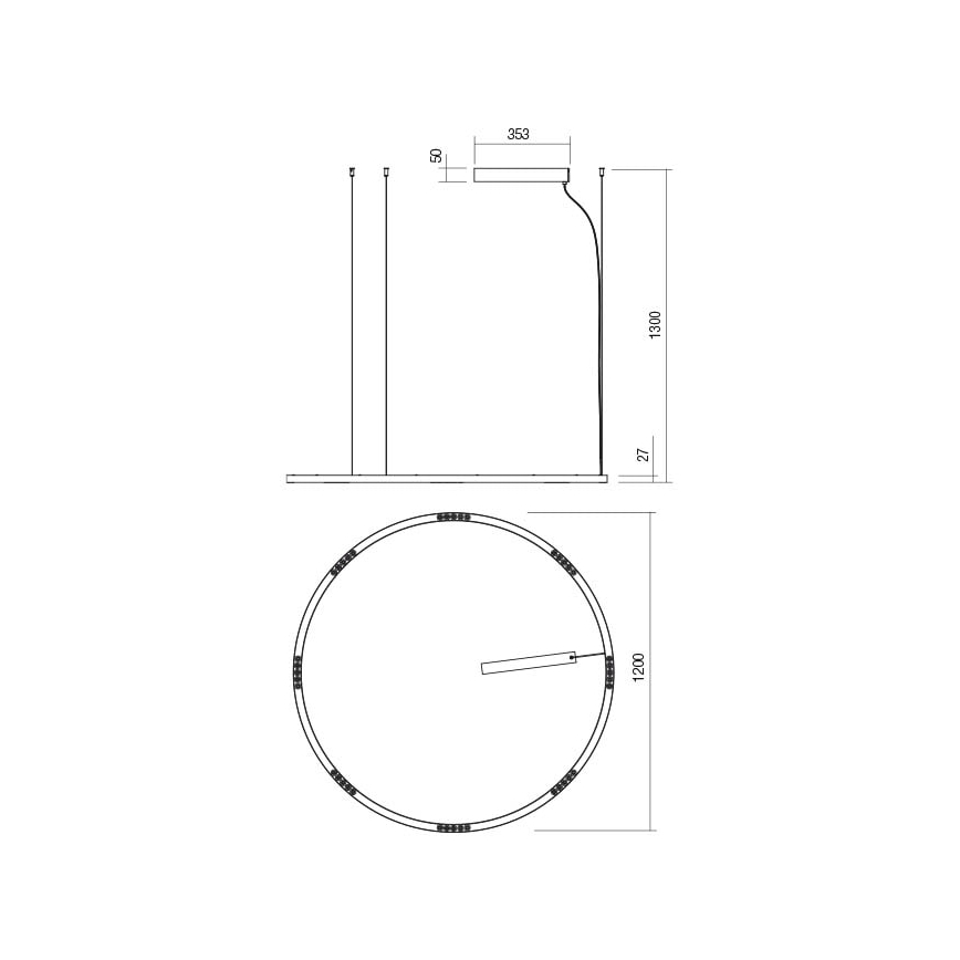 Redo 01-2209 - LED Пендел UNION LED/68W/230V CRI 90 3000K Ø 120 см златист