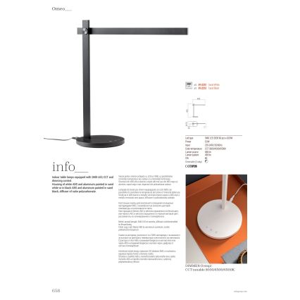 Redo 01-2213 - LED Димируема сензорна настолна лампа OMEO LED/5,5W/230V 3000/4500/6500K черен