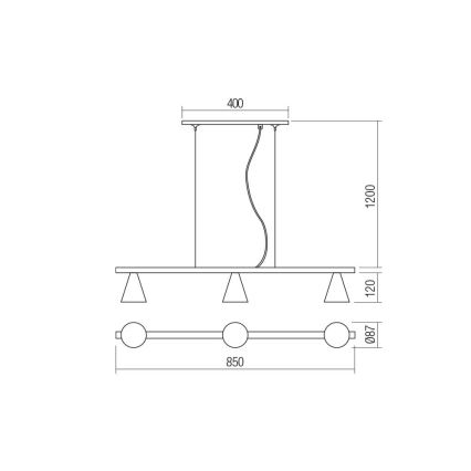 Redo 01-2218  - Пендел ZUMA 3xGU10/15W/230V черен/златист