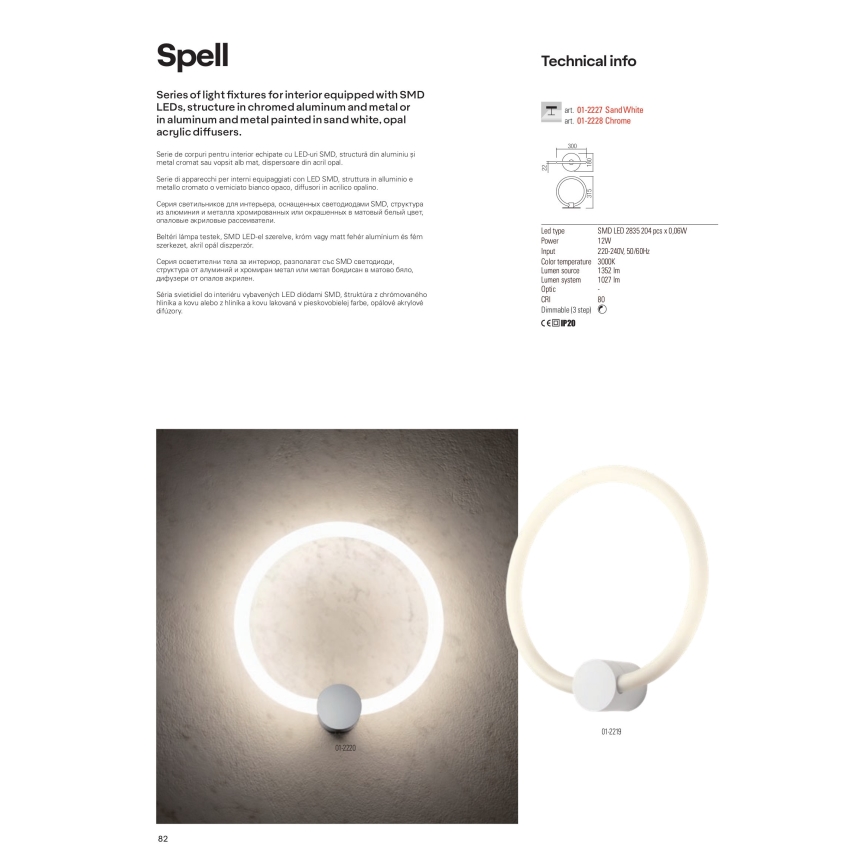 Redo 01-2226 - LED Димируем полилей за повърхностен монтаж SPELL LED/54W/230V 3000K лъскав хром