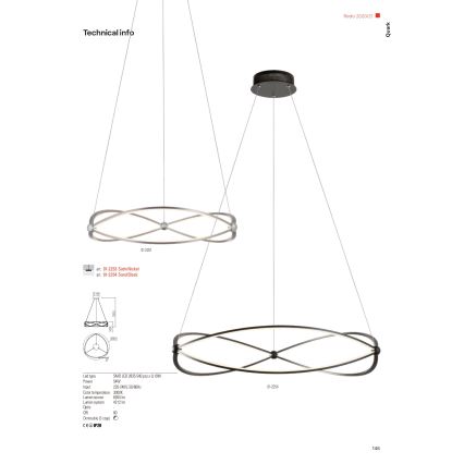Redo 01-2251 - LED Димируем пендел QUARK LED/43W/230V 3000K Ø 60 см матов хром