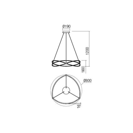 Redo 01-2251 - LED Димируем пендел QUARK LED/43W/230V 3000K Ø 60 см матов хром