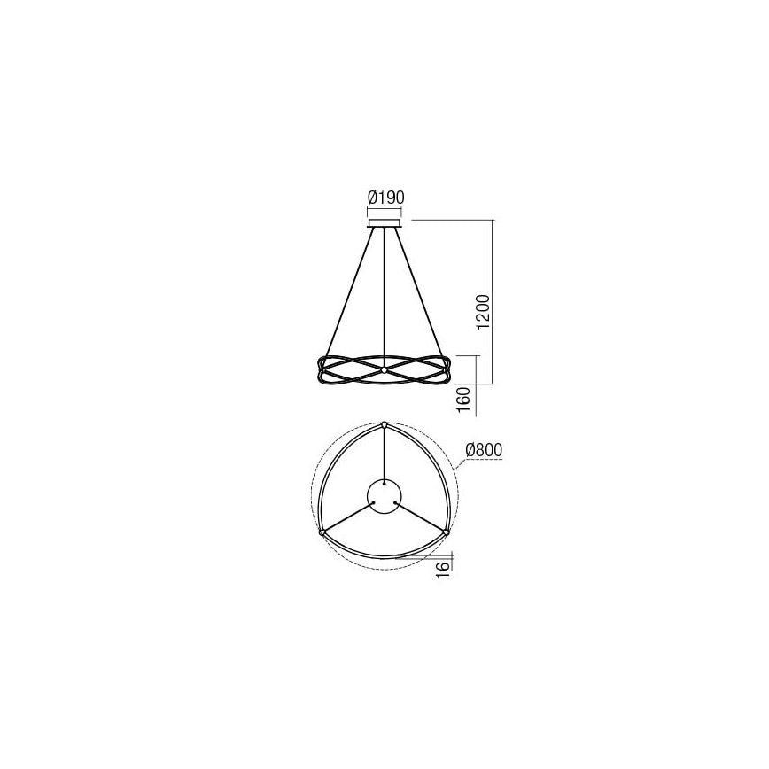 Redo 01-2251 - LED Димируем пендел QUARK LED/43W/230V 3000K Ø 60 см матов хром