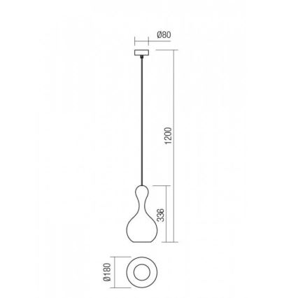 Redo 01-2256 - Пендел LOB 1xE27/42W/230V Ø 18 см сив