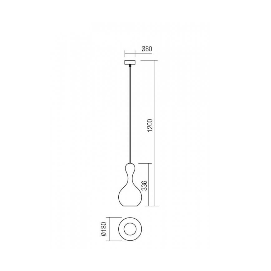 Redo 01-2256 - Пендел LOB 1xE27/42W/230V Ø 18 см сив