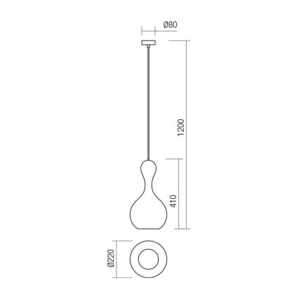 Redo 01-2260 - Пендел LOB 1xE27/42W/230V Ø 22 см меден