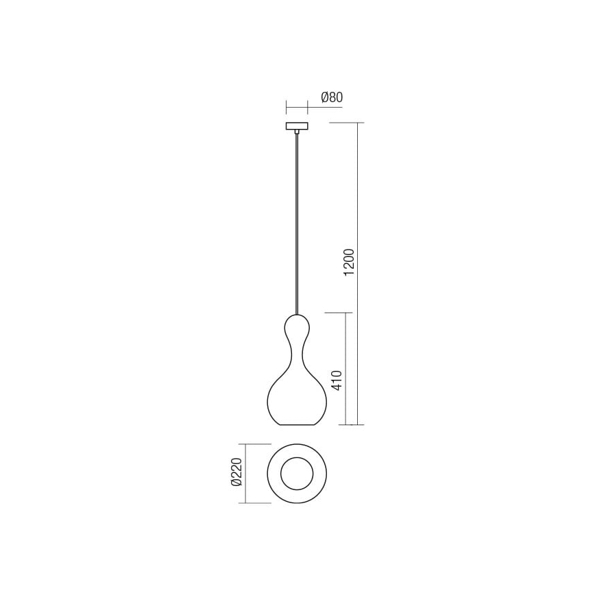 Redo 01-2260 - Пендел LOB 1xE27/42W/230V Ø 22 см меден