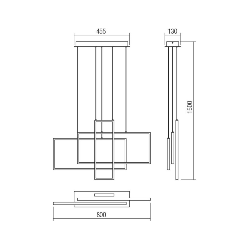 Redo 01-2315 - LED Димируем висящ полилей PLANA LED/60W/230V черен