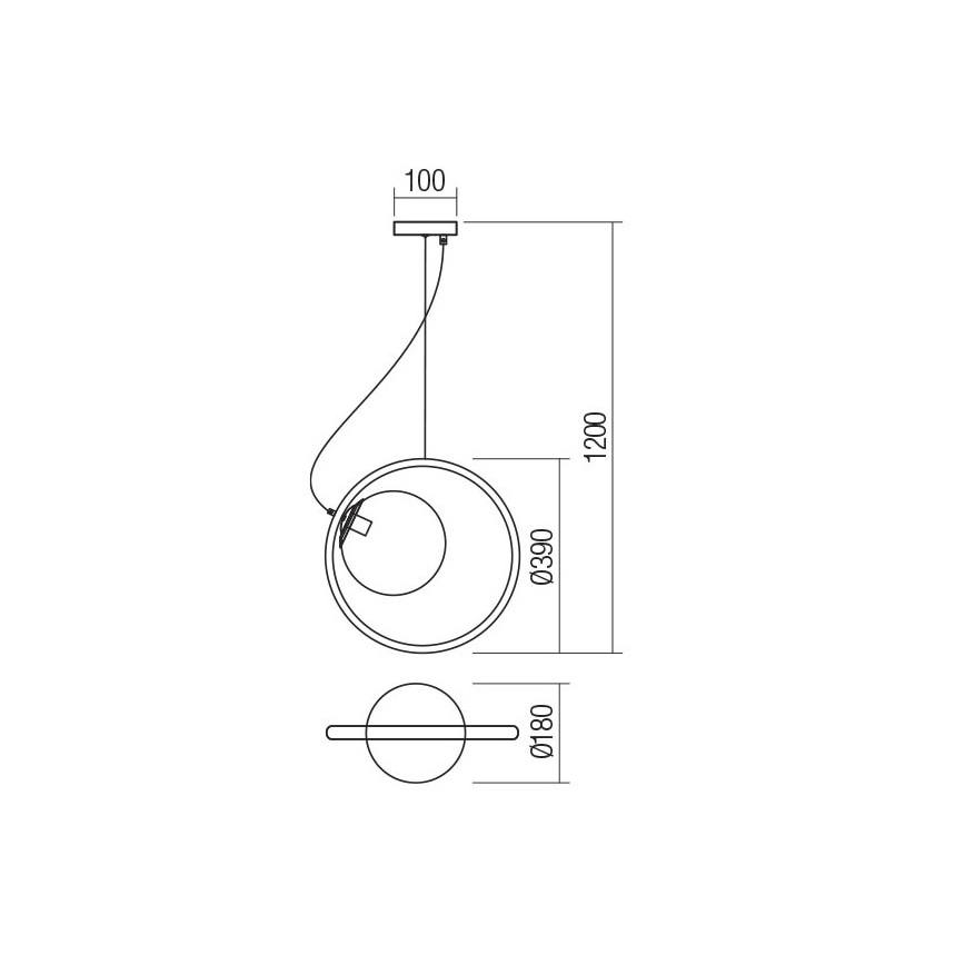 Redo 01-2322 - Пендел KLEIDI 1xE27/42W/230V Ø 39 см черен