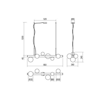 Redo 01-2374 - Пендел GOJI 6xG9/28W/230V златист