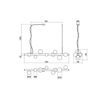 Redo 01-2376 - Пендел GOJI 8xG9/28W/230V златист