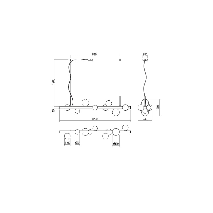 Redo 01-2376 - Пендел GOJI 8xG9/28W/230V златист