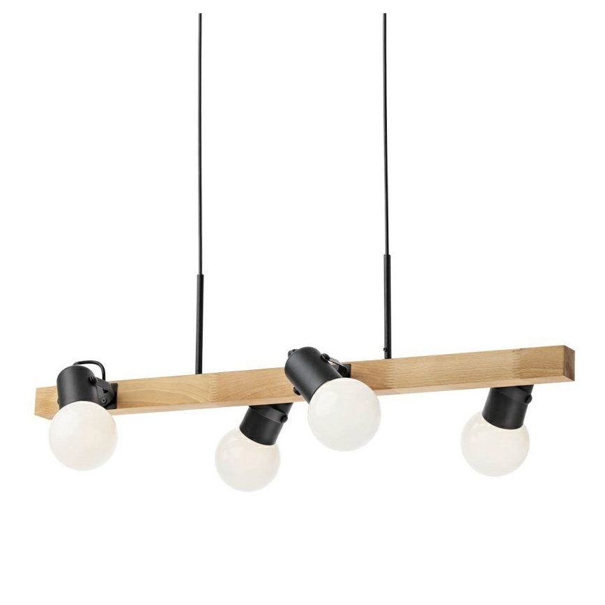 Redo 01-2418 - Пендел TAFFI 4xE27/42W/230V черен/бук