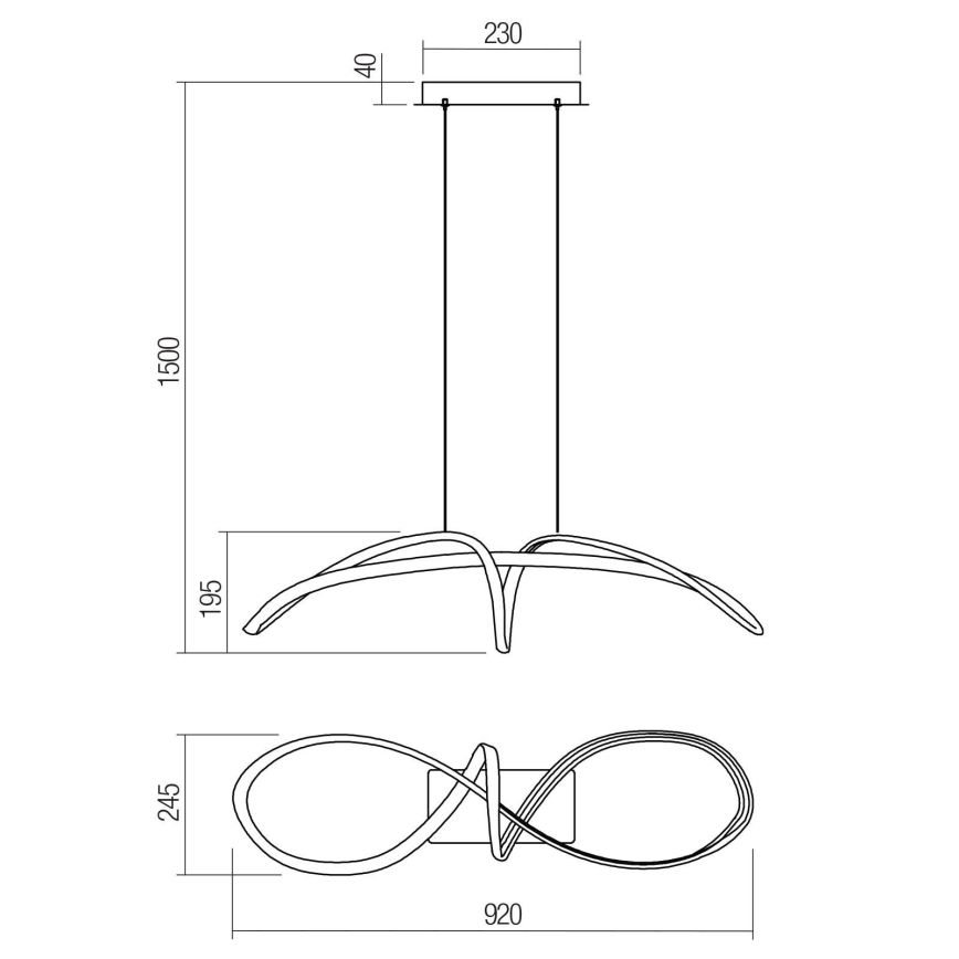 Redo 01-2455 - LED Пендел LAMON LED/57W/230V черен
