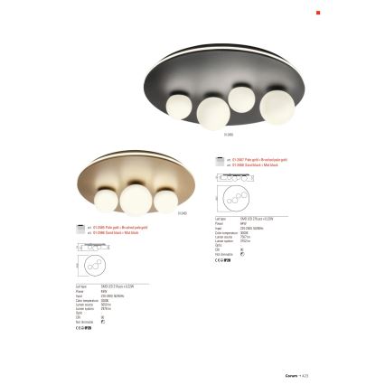 Redo 01-2466 - LED таванно осветително тяло CORUM LED/48W/230V 3000K CRI 90 черно