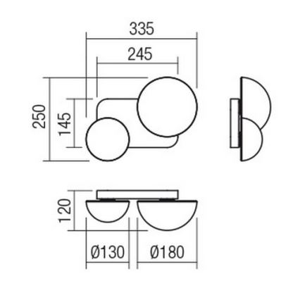 Redo 01-2471 - Стенно осветително тяло LUMIEN 2xG9/10W/230V златисто/бяло