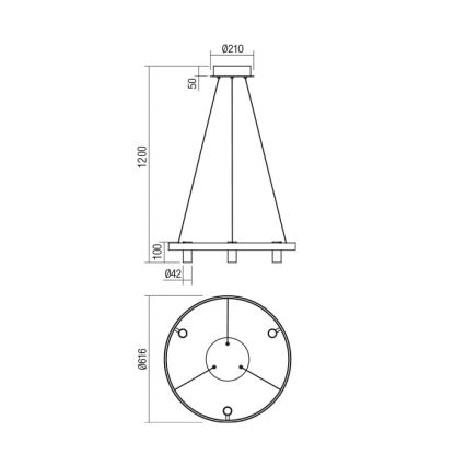 Redo 01-2490 - LED Пендел SUMMIT LED/38W/230V CRI 90 Ø 61,6 см златист