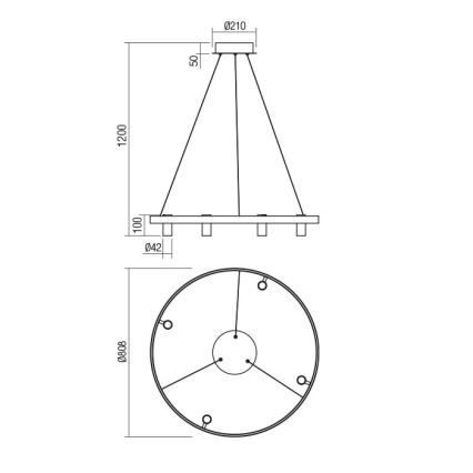 Redo 01-2492 - LED Пендел SUMMIT LED/53,5W/230V CRI 90 Ø 80,8 см златист