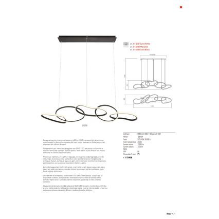 Redo 01-2599 - LED Димируем пендел BIAS LED/108,6W/230V 3000K черен