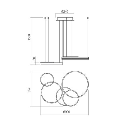 Redo 01-2605 - LED димируем полилей на кабел SIGUA LED/99W/230V CRI 90 бял