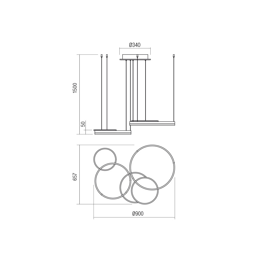 Redo 01-2605 - LED димируем полилей на кабел SIGUA LED/99W/230V CRI 90 бял