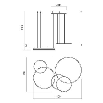 Redo 01-2608 - LED полилей с възможност за димиране на кабел SIGUA LED/114W/230V CRI 90 бял