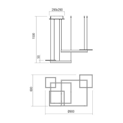 Redo 01-2613 - LED Димируем полилей на кабел SIGUA LED/110W/230V CRI 90 кафяв