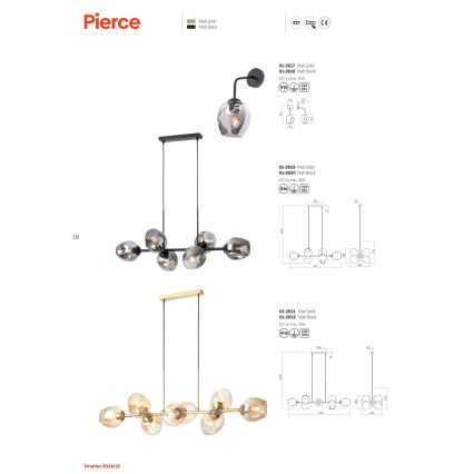 Redo 01-2618 - Аплик PIERCE 1xE27/42W/230V черен/опушен